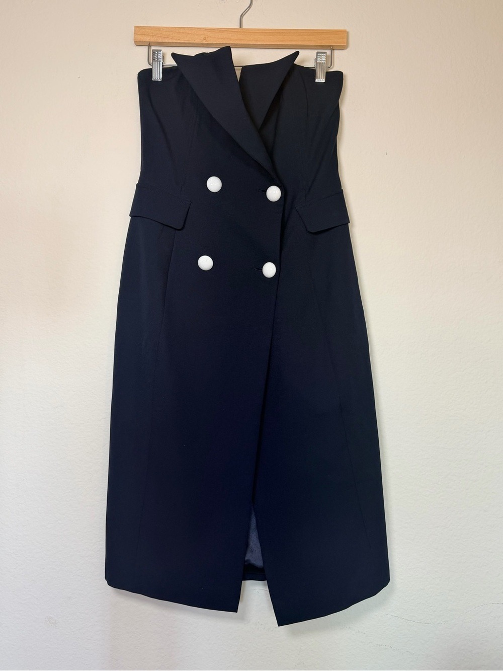 ASILIO Don’t Blank Dress Navy Strapless Tuxedo Midi US 4 NWT - Picture 7 of 9